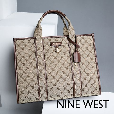 NINE WEST ARLO緹花托特包-LOGO棕(140523)