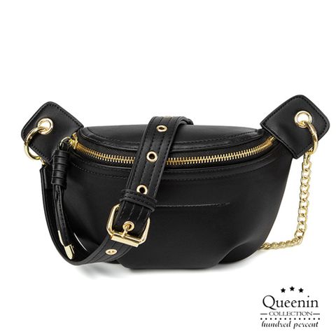 DF Queenin 韓版百搭小眾設計ins腰包單肩斜背胸前包