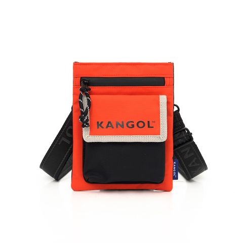 【KANGOL】撞色小方包 中橘-6255170652