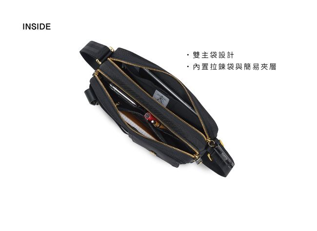 INSIDE雙主袋設計內置拉鍊袋與簡易夾層