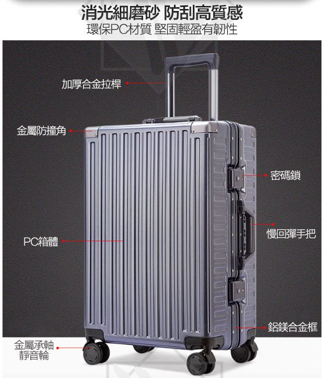 Viita 直角加固鋁框萬向靜音輪/TSA鎖大容量拉桿行李箱26吋墨綠- PChome
