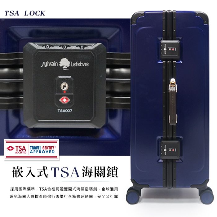 TSA LOCKSylvain LefebvreTSA007TSA TRAVEL SENTRYACCEPTED APPROVED嵌入式TSA海關採用國際標準,TSA合格認證雙開式海關密碼鎖,全球通用避免海關人員檢查時強行破壞行李箱快速通關,安全又可靠