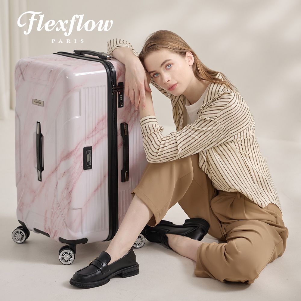 Flexflow 29型行李箱 玫瑰粉大理石 29型 特務箱 智能測重 防爆拉鍊旅行箱 南特系列 29型行李箱