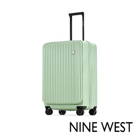 NINE WEST BYRON經典直條 20吋前開式擴充行李箱/登機箱 防爆拉鍊旅行箱-薄荷綠色 NW31268