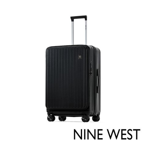 NINE WEST TADEO經典橫條 20吋前開式擴充行李箱/登機箱 防爆拉鍊旅行箱-紅色 NW31269