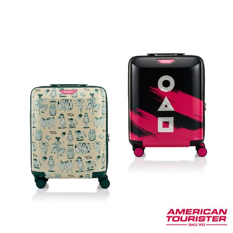 American Tourister 美國旅行者 X SQUID GAME魷魚遊戲聯名 18吋 輕量PC+ABS防盜拉鍊行李箱/登機箱(多色可選)