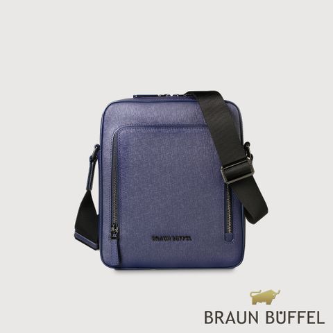 BRAUN BUFFEL 德國小金牛 台灣總代理 維克多-D 直式斜背包-午夜藍/BF512-17-MNB