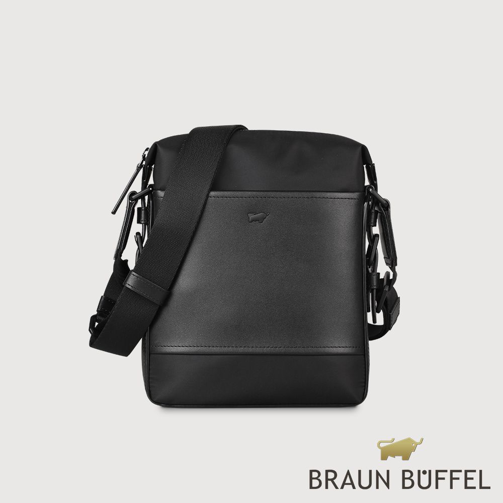 BRAUN BUFFEL 德國小金牛 台灣總代理 尼爾-B 直式斜背包-黑色/BF522-17-BK