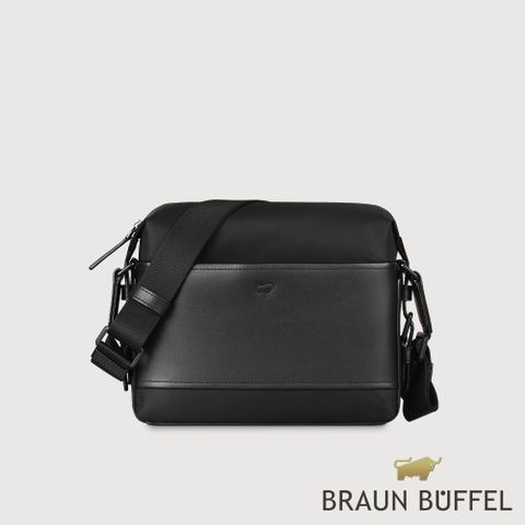 BRAUN BUFFEL 德國小金牛 台灣總代理 尼爾-B 橫式斜背包-黑色/BF522-62-BK