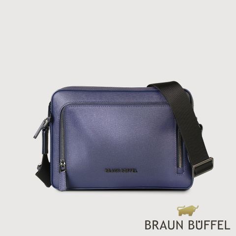 BRAUN BUFFEL 德國小金牛 台灣總代理 維克多-D 橫式斜背包-午夜藍/BF512-TW61-MNB