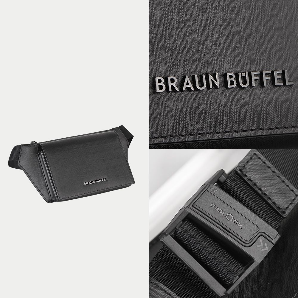 BRAUN BUFFEL 德國小金牛 台灣總代理 紐瓦斯 腰胸包-黑色/BF534-07-BK