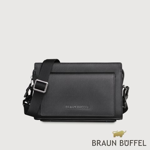 BRAUN BUFFEL 德國小金牛 台灣總代理 紐瓦斯 小型橫式斜背包-黑色/BF534-02-BK