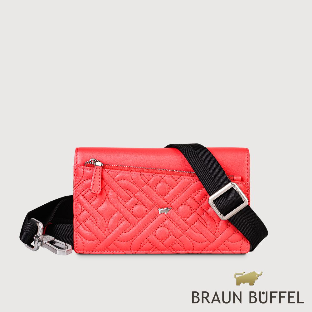 BRAUN BUFFEL 德國小金牛 台灣總代理 洛克 9卡萬用手機包-光輝紅/BF527-731-RR