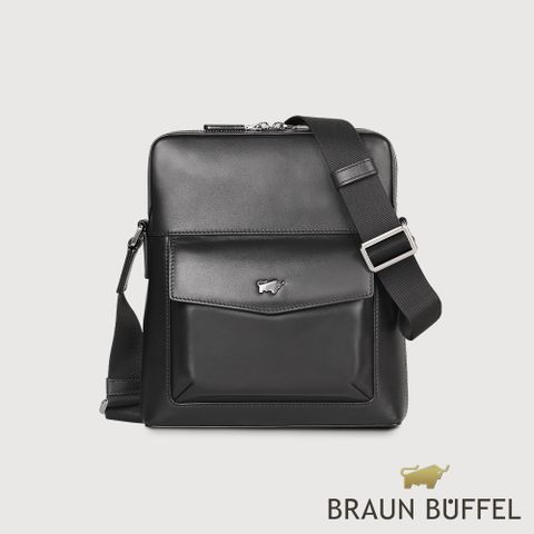 【BRAUN BUFFEL 德國小金牛】台灣總代理 布爾斯 直立斜背包-黑色/BF532-17-BK