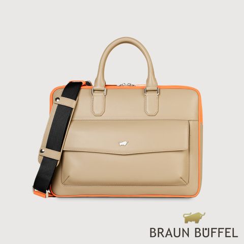 BRAUN BUFFEL 德國小金牛 台灣總代理 布爾斯 公事包-灰駝色/BF532-65-CN