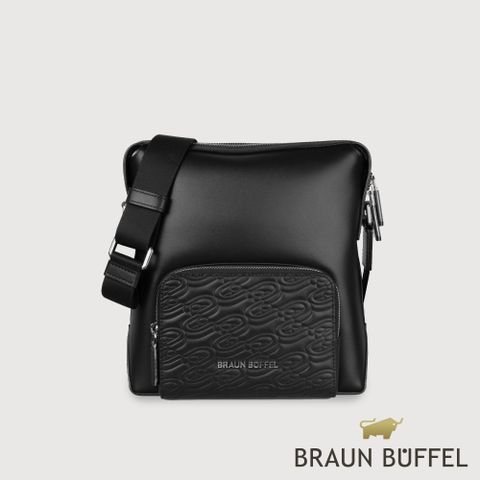 BRAUN BUFFEL 德國小金牛 台灣總代理 諾瓦 直式斜背包-黑色/BF550-17-BK