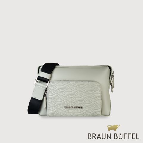 BRAUN BUFFEL 德國小金牛 台灣總代理 諾瓦 橫式斜背包-淺灰色/BF550-02-SGY