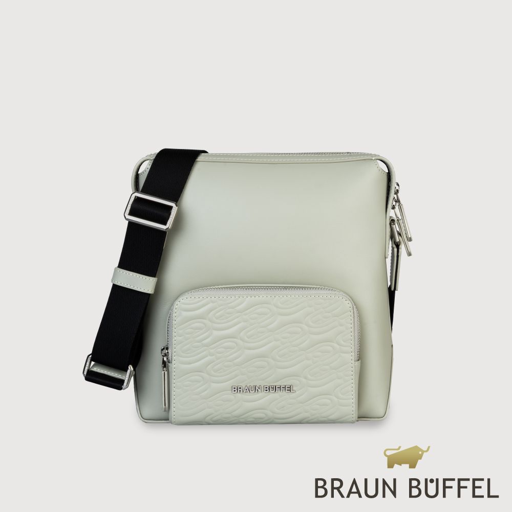 BRAUN BUFFEL 德國小金牛 台灣總代理 諾瓦 直式斜背包-淺灰色/BF550-17-SGY