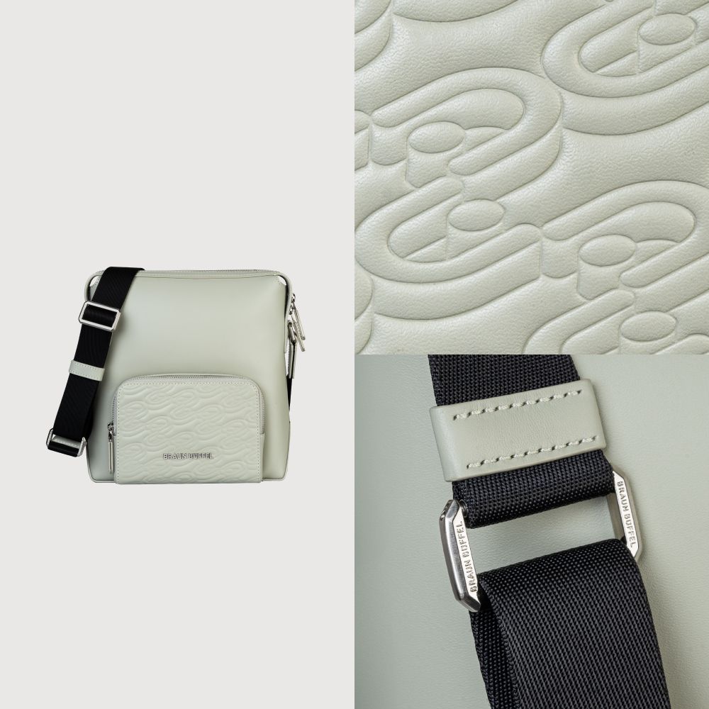 BRAUN BUFFEL 德國小金牛 台灣總代理 諾瓦 直式斜背包-淺灰色/BF550-17-SGY