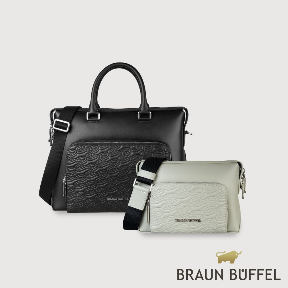 BRAUN BUFFEL 德國小金牛 台灣總代理 諾瓦 直式斜背包-淺灰色/BF550-17-SGY