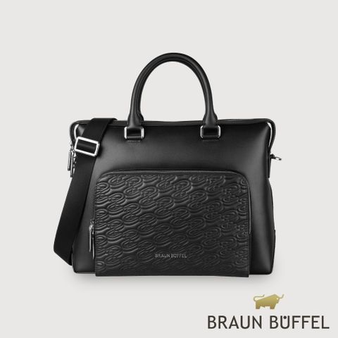 BRAUN BUFFEL 德國小金牛 台灣總代理 諾瓦 公事包-黑色/BF550-65-BK