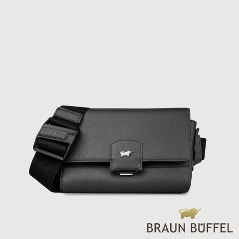 BRAUN BUFFEL 德國小金牛 台灣總代理 巴雷特 腰胸包-黑色/BF546-06-BK