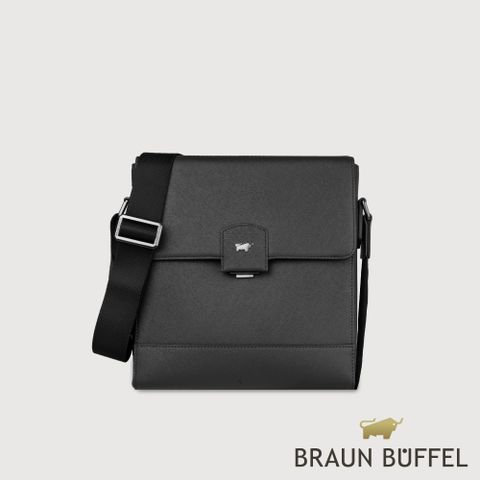 BRAUN BUFFEL 德國小金牛 台灣總代理 巴雷特 直式斜背包-黑色/BF546-17-BK