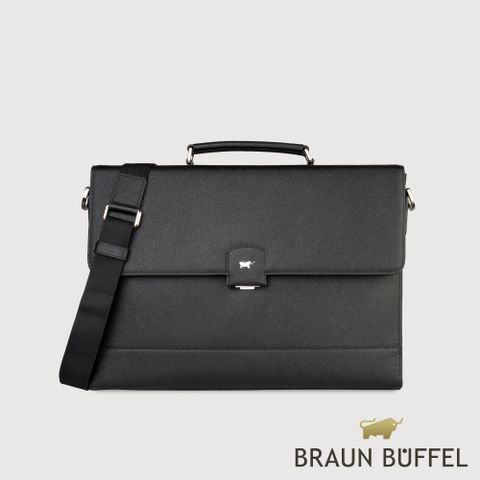 BRAUN BUFFEL 德國小金牛 台灣總代理 巴雷特 公事包-黑色/BF546-65-BK