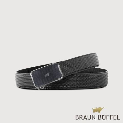 【BRAUN BUFFEL 德國小金牛】台灣總代理 商務型 造型壓紋自動扣皮帶-鎗色/BF24S-WEG206-SGU