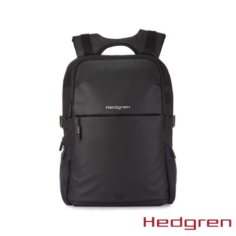 Hedgren COMMUTE系列 RFID防盜 15.6吋 三格層 附雨套 電腦後背包 黑色