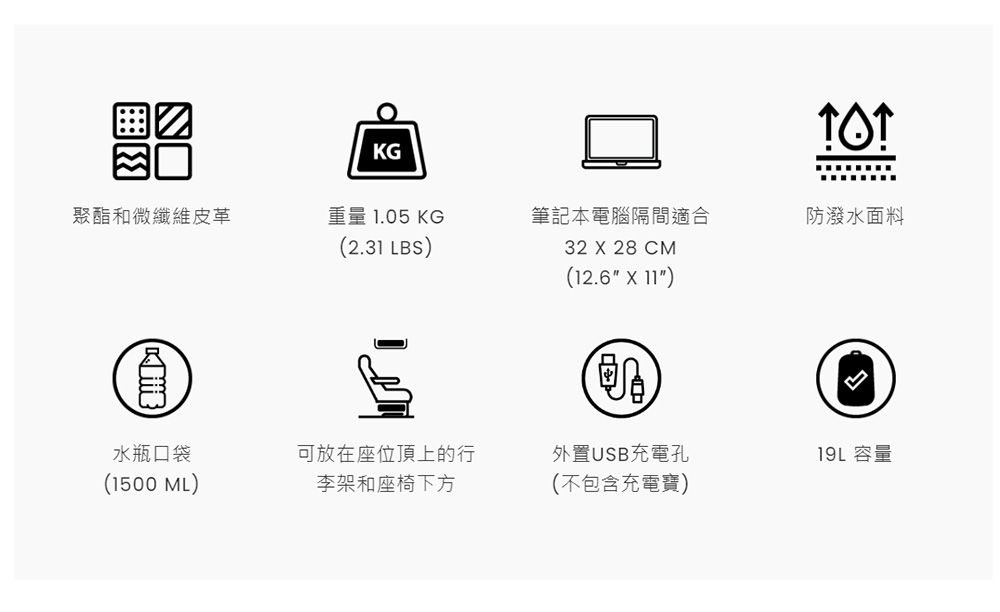 KG聚酯和微纖維皮革重量 1.05 KG(2.31 LBS)筆記本電腦隔間適合防潑水面料32  28 CM(12.6