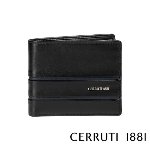 Cerruti 1881 頂級義大利小牛皮6卡男用短夾MIKE系列 黑色 (CEPU05526M)