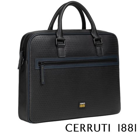 Cerruti 1881 頂級義大利小牛皮手提/斜背公事包LUCAS系列 黑色 全新專櫃展示品 (CECA05288M)