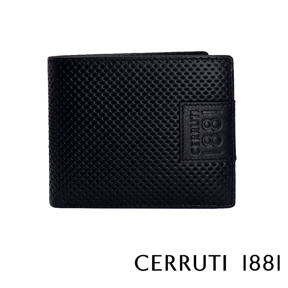 Cerruti 1881 頂級義大利小牛皮12卡短夾皮夾 KLAUS系列(黑色 CEPU05539M)