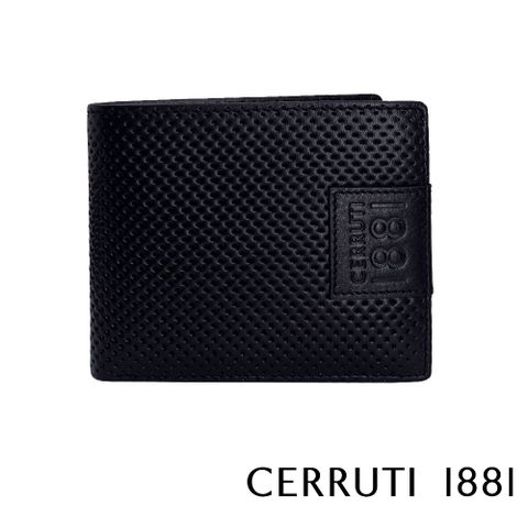 【Cerruti 1881】頂級義大利小牛皮12卡短夾皮夾 KLAUS系列(黑色 CEPU05539M)
