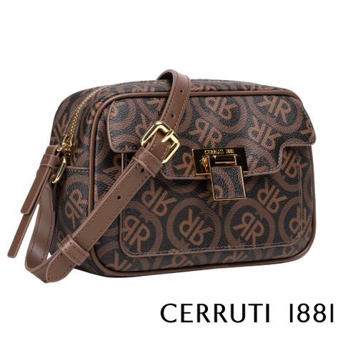 Cerruti 1881 頂級義大利皮革肩背包 MICHELLE系列(咖啡色 CEBA04669T)