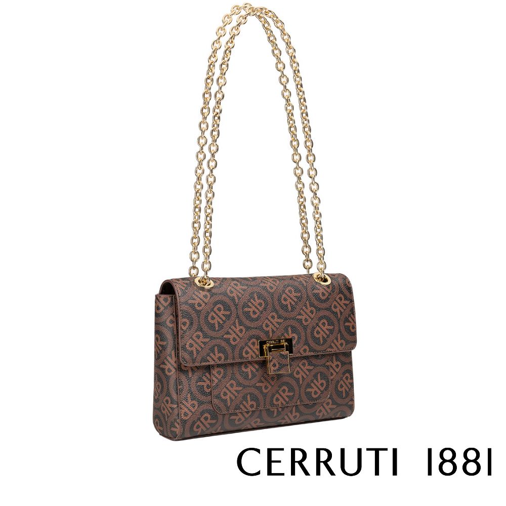 Cerruti 1881 頂級義大利皮革肩背包 MICHELLE系列(咖啡色 CEBA04852T)