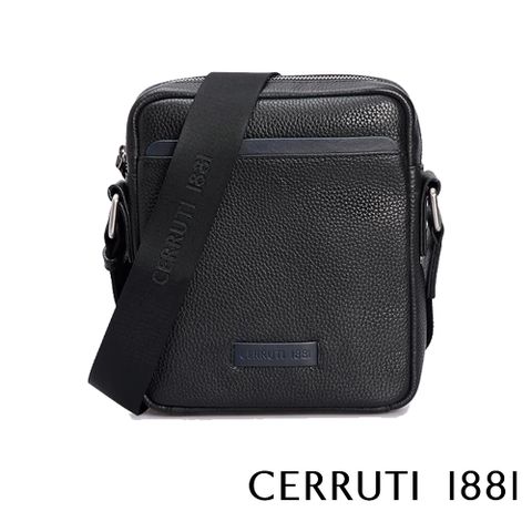 Cerruti 1881 限量2折 頂級義大利小牛皮斜背包 CEBO05906M 全新專櫃展示品 (黑色)