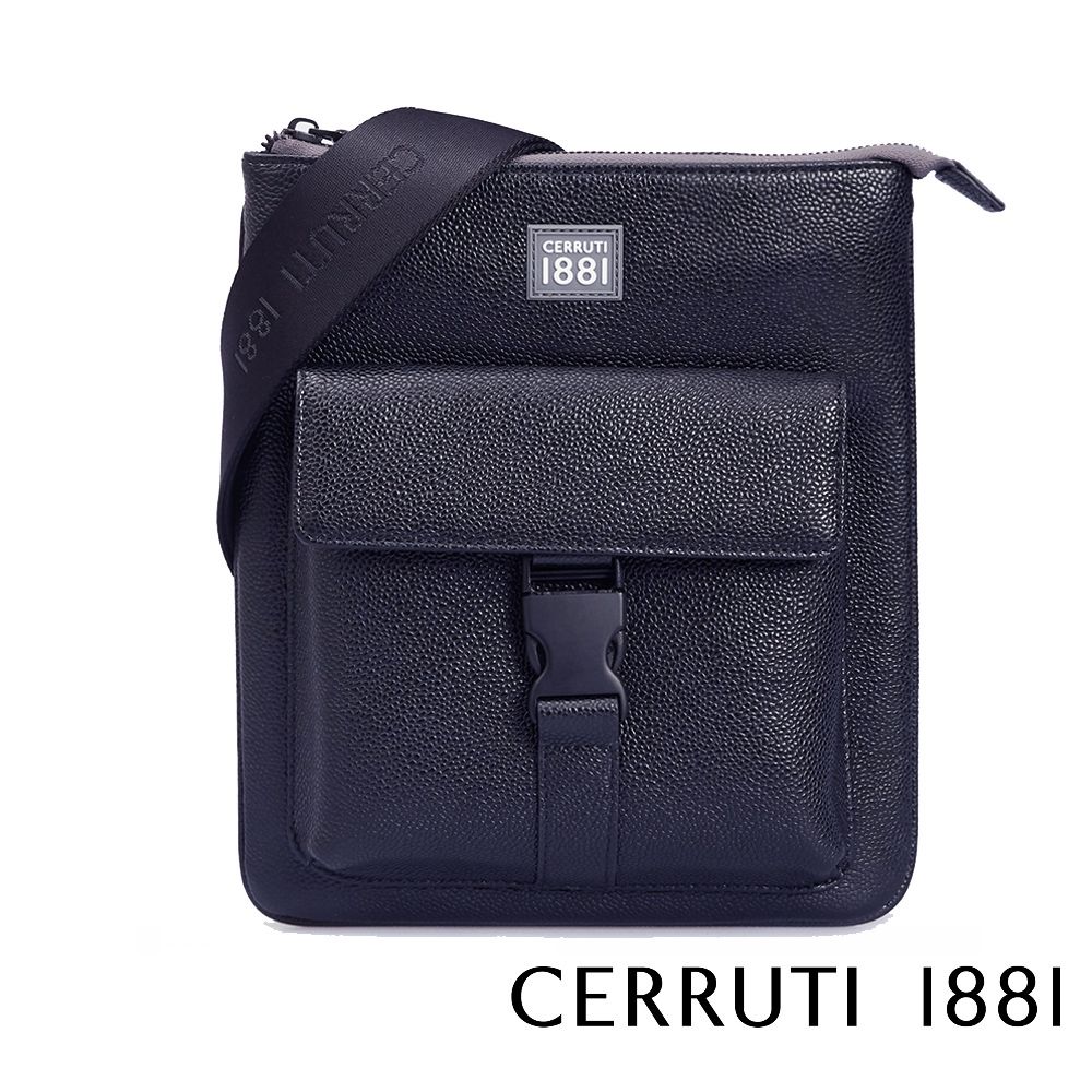 Cerruti 1881 限量2折 頂級義大利小牛皮側背斜背包 CEBO05342M 全新專櫃展示品(藍色)