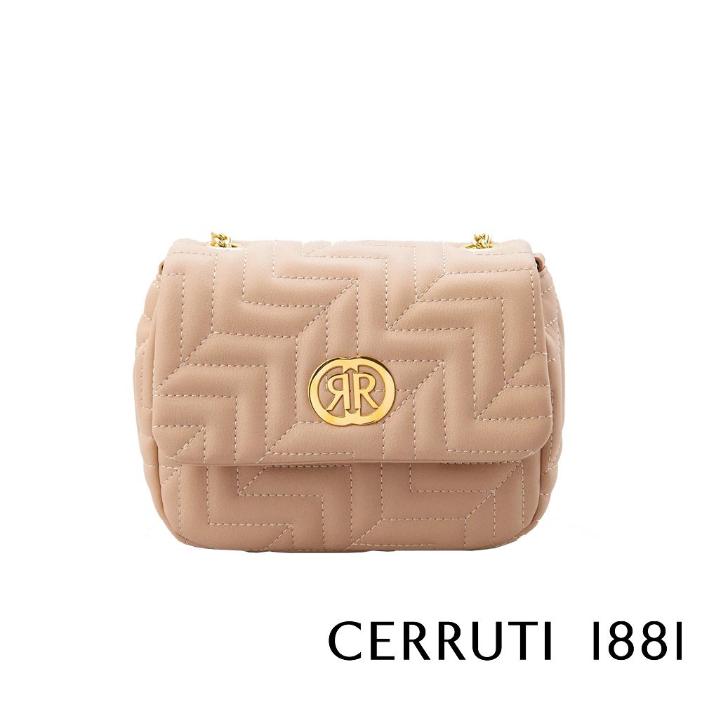 Cerruti 1881 限量2折 頂級義大利小牛皮肩背包 CEBA05968M 全新專櫃展示品(粉膚色)