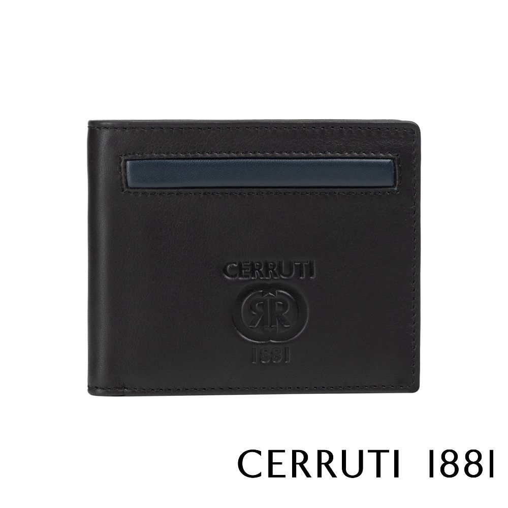 Cerruti 1881 頂級義大利小牛皮12卡短夾皮夾 AKIRA系列 全新專櫃展示品 (黑色 CEPU05703M)