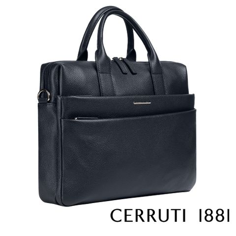 Cerruti 1881 頂級義大利小牛皮公事包/肩背包 CECA05901M 全新專櫃展示品(藍色)