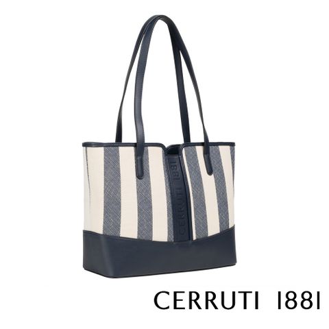 【Cerruti 1881】頂級義大利手提拖特包 全新專櫃展示品 (深藍色 CEBA06443T)