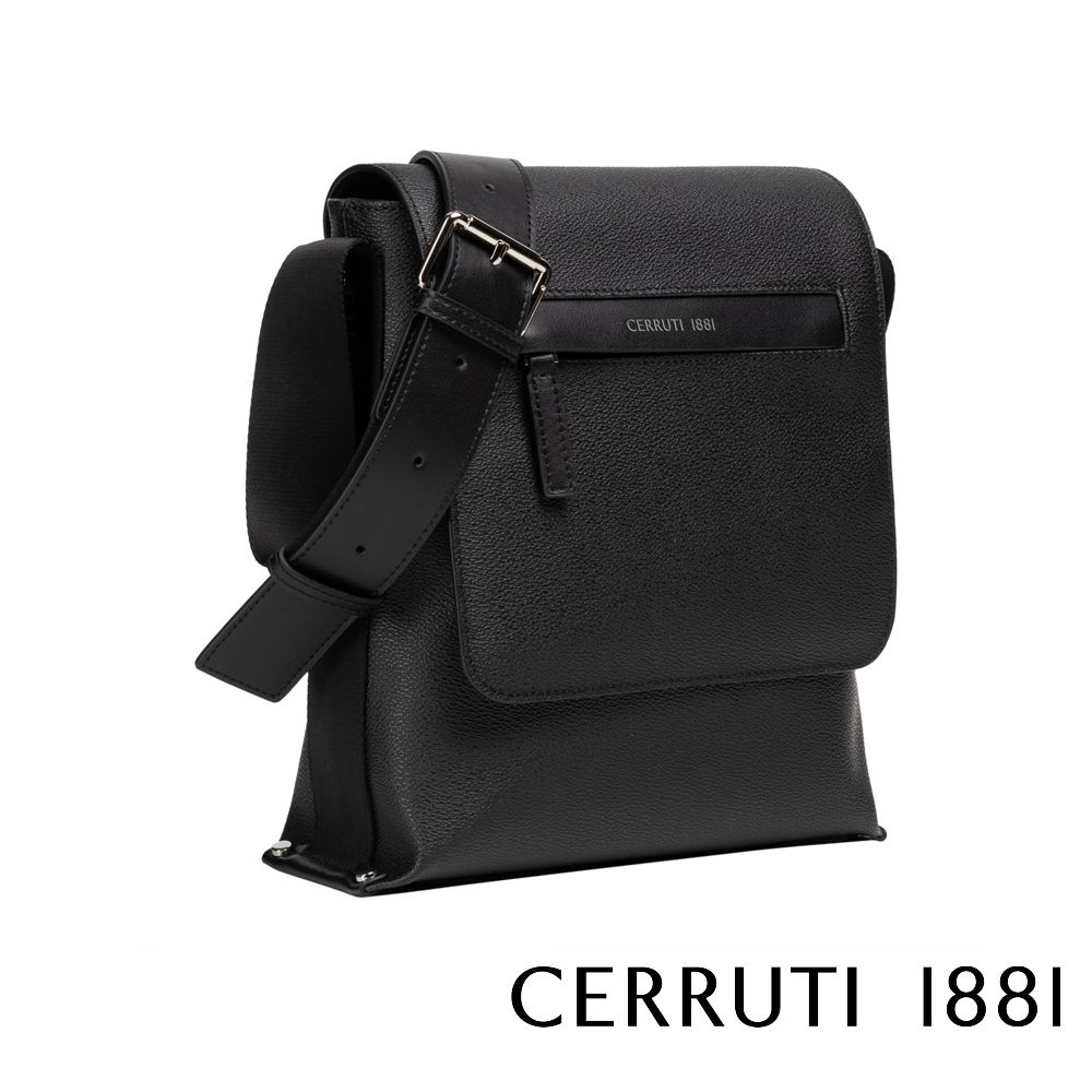 Cerruti 1881 頂級義大利皮革斜背包 CEBO06473P 全新專櫃展示品(黑色)