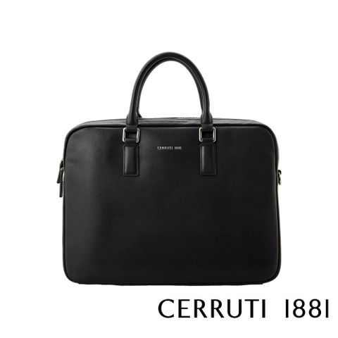 Cerruti 1881 頂級義大利小牛皮公事包/肩背包 CECA06486M 全新專櫃展示品(黑色)