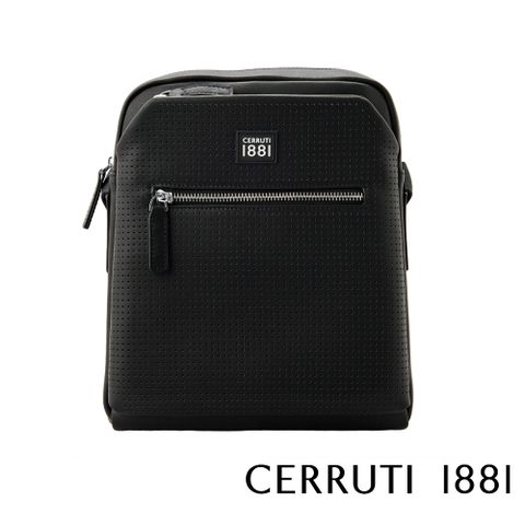 【CERRUTI 1881】頂級義大利小牛皮側背斜背包 CEBO06517M 全新專櫃展示品(黑色)