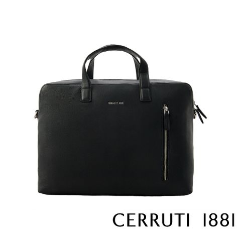 Cerruti 1881 頂級義大利小牛皮公事包/肩背包 CECA06580M 全新專櫃展示品(黑色)