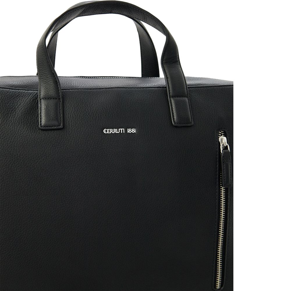 Cerruti 1881 頂級義大利小牛皮公事包/肩背包 CECA06580M 全新專櫃展示品(黑色)