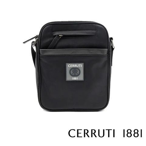 【CERRUTI 1881】頂級義大利小牛皮斜背包 CEBO06415N 全新專櫃展示品(黑色)
