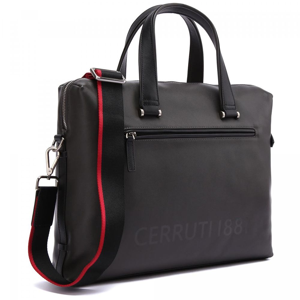 Cerruti 1881 頂級義大利小牛皮手提/斜背公事包 灰色 (CECA05334M)